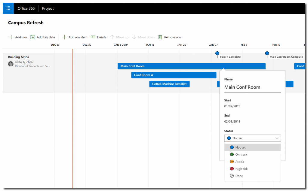 Setting the task status